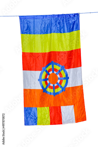 The Buddhist flag is a flag designed in the late 19th century as a universal symbol of Buddhism. It is used by Buddhists throughout the world.