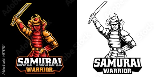 samurai warrior esport logo mascot design