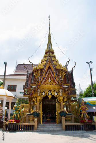 King Thao Wessuwan or Vasavana Kuvera giant statue for thai people travel visit and respect praying holy mystery deity of Wat Sak Yai temple at Bang Kruai on March 15, 2022 in Nonthaburi, Thailand © tuayai