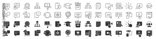 Stampa su tela Online education and workshop line excellent icons collection in two different styles