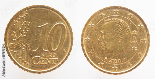 Wallpaper Mural Belgium - circa 2010: a 10 cent coin of Belgium with the map of Europe and a portrait of King Albert II of Belgium Torontodigital.ca