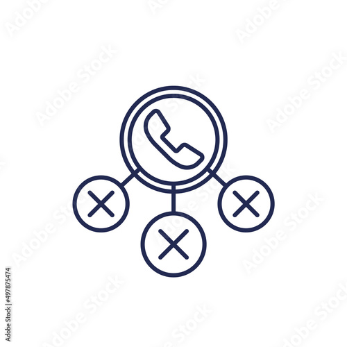 blocked phone calls line icon