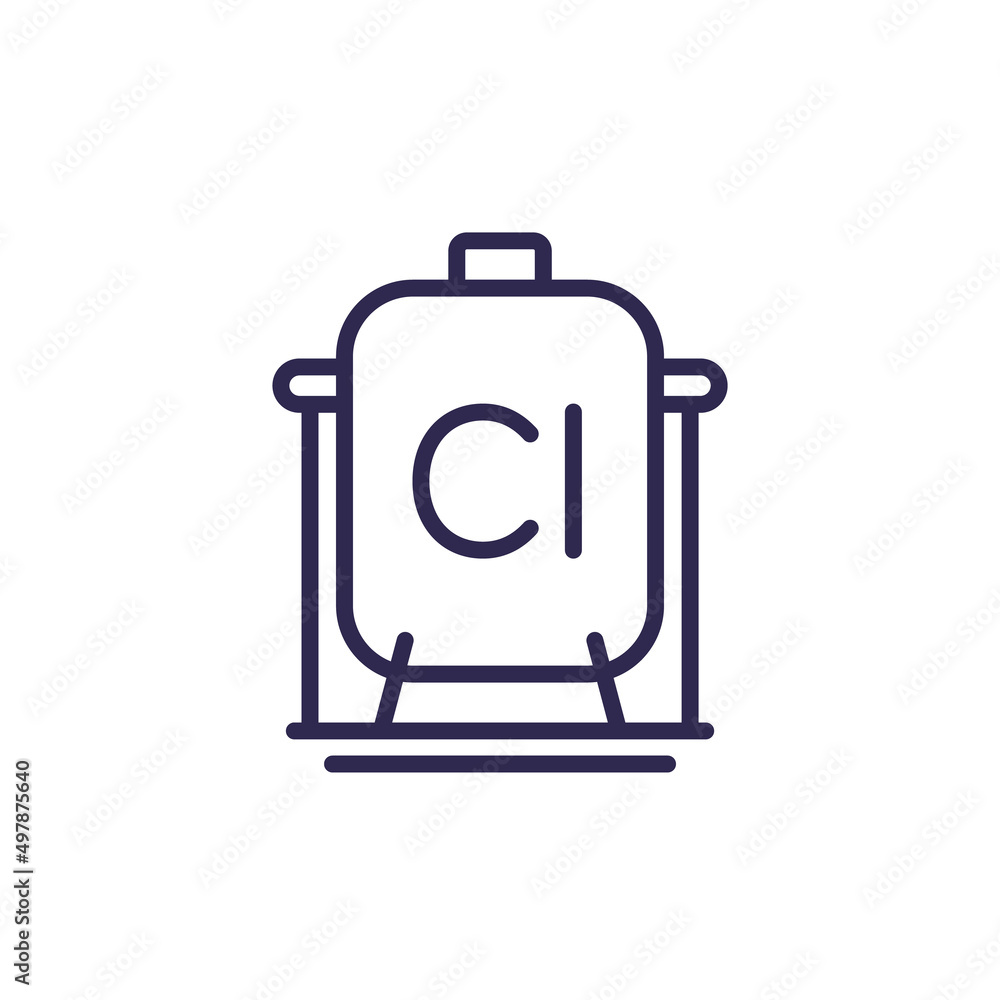 Chlorine gas tank, storage line icon
