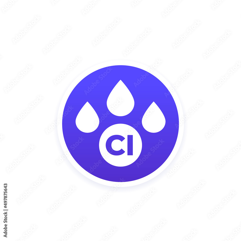 Chlorine vector icon with drops Chlorine vector icon with drops