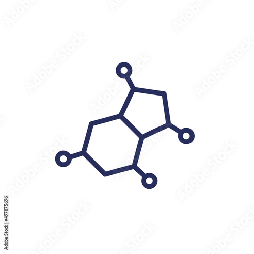 hormone line icon with a molecule