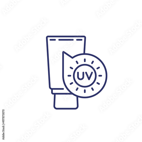 sunblock or sunscreen line icon