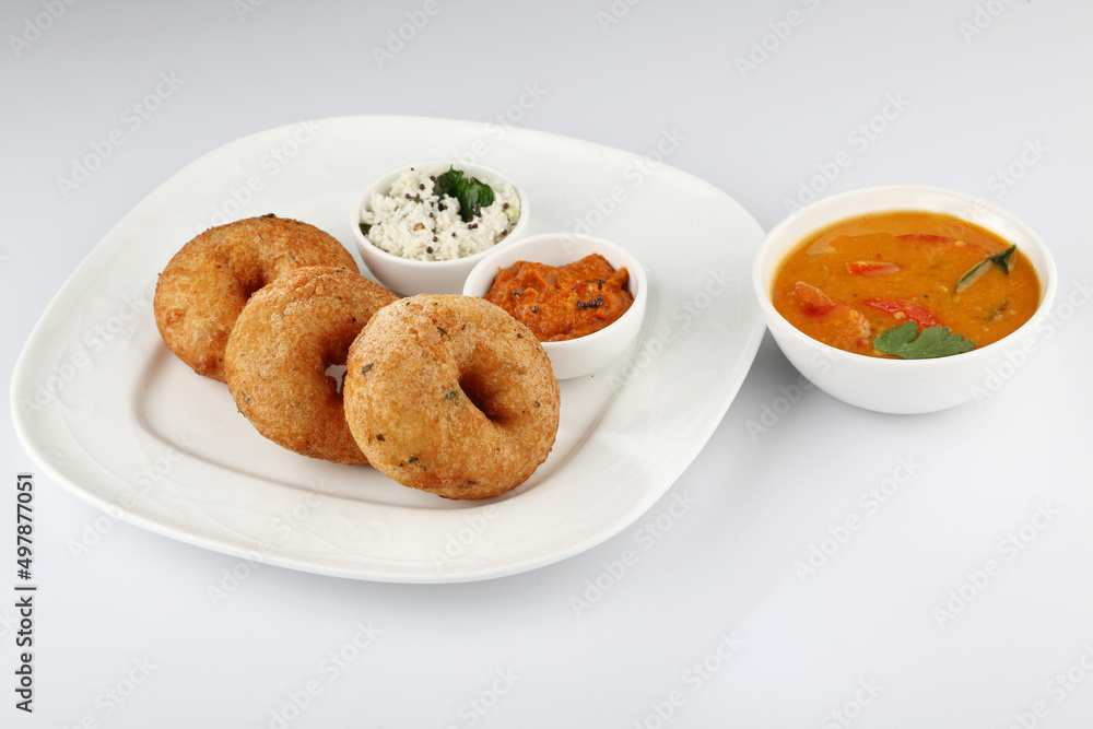 Vada / Medu vadai with sambar - Popular South Indian snack