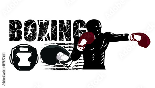 Illustration of knock concept for boxing logo