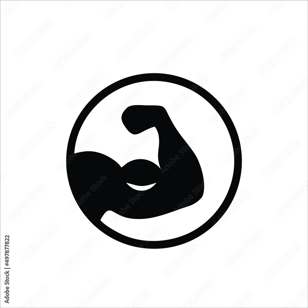 Stockvector Arm muscle. Emoji of strong bicep. Emoticon of strength in