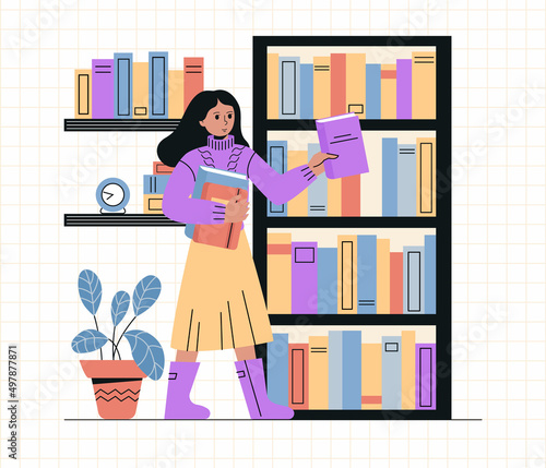 Library. Concept of online reading or library, online education.