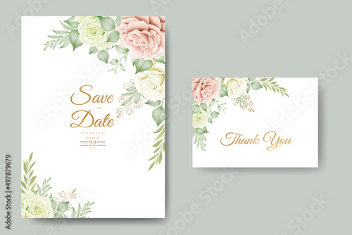 wedding invitation card with floral watercolor