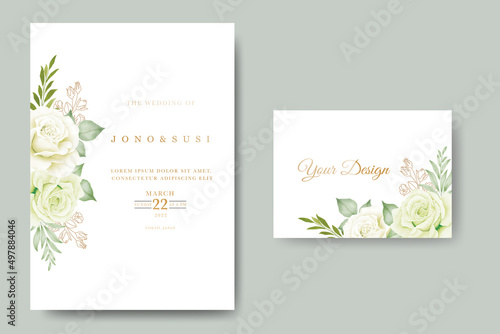 wedding invitation card with floral watercolor