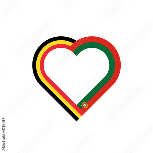 heart ribbon icon of belgium and portugal flags. vector illustration isolated on white background