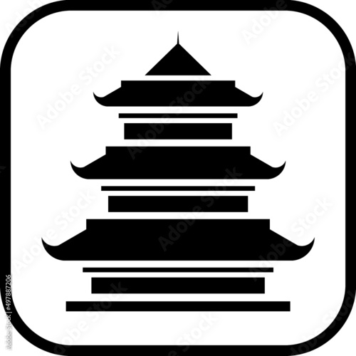 Asian Pagoda Tower vector icon isolated. Chinese oriental building illustration