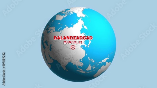 MONGOLIA DALANDZADGAD ZOOM IN FROM SPACE photo