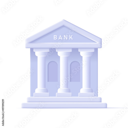 3d digital illustration of a bank or government building in pastel purple colors