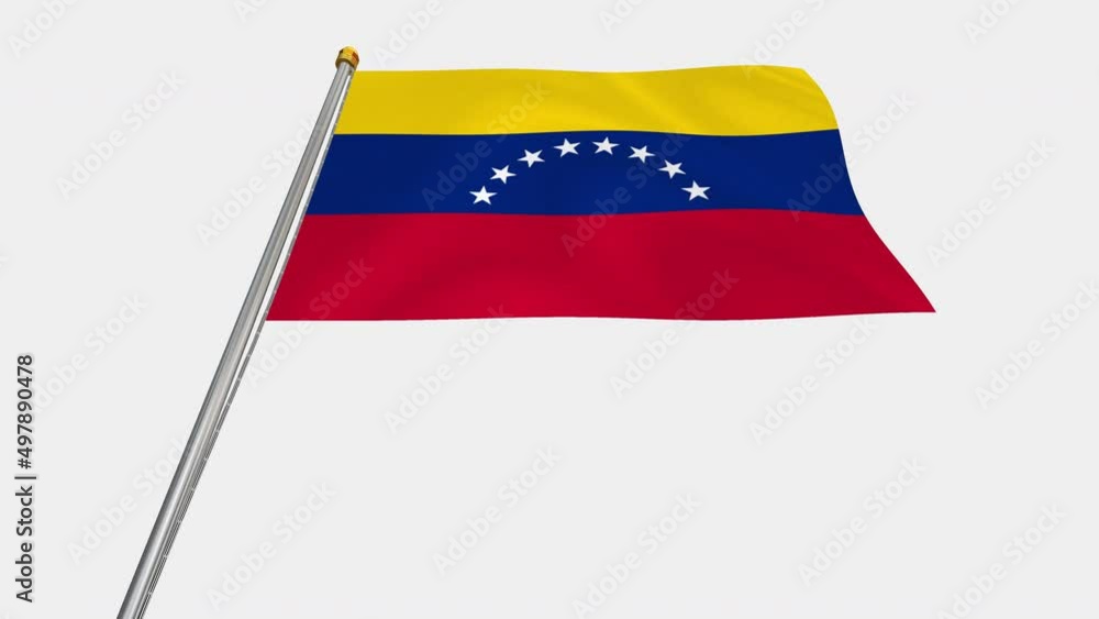 A loop video of the Venezuela flag swaying in the wind from below.