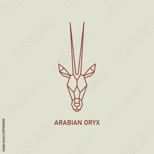 Arabian oryx polygonal line art. Gemsbok Desert wild animal. Qatar symbol.  Vector photo