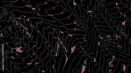 Vector dark background with liquid holographic curves