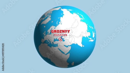 RUSSIAN GROZNYY ZOOM IN FROM SPACE photo