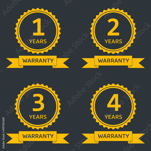 1 2 3 4 years warranty icon vector sets