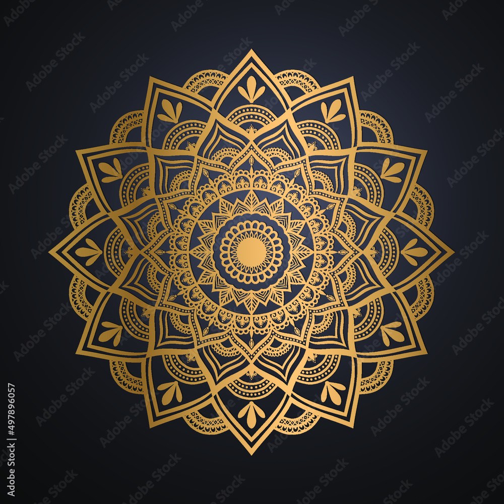 Luxury ornamental mandala design background in gold color vector. Vector islamic background Free Vector