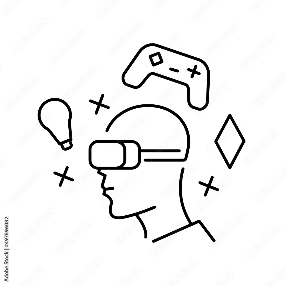 Shared digital world, metaverse development thin line icon. Virtual monitor or hologram. Pixel perfect, editable stroke. Vector illustration. Play online VR or virtual reality game