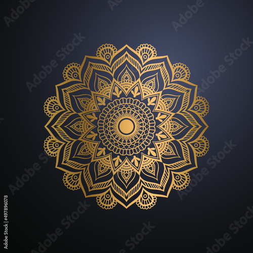 Luxury ornamental mandala design background in gold color vector. Vector islamic background Free Vector