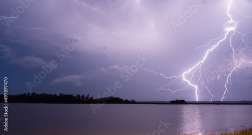 Lightning strike over river