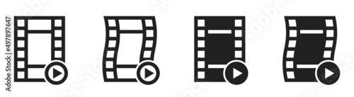 Film reel icon set. Play video symbol. Vector EPS 10