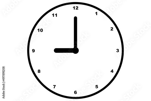 Black clock icon isolated on white background