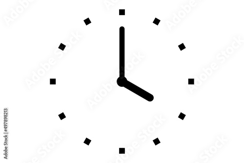 Black clock icon isolated on white background. Time icon