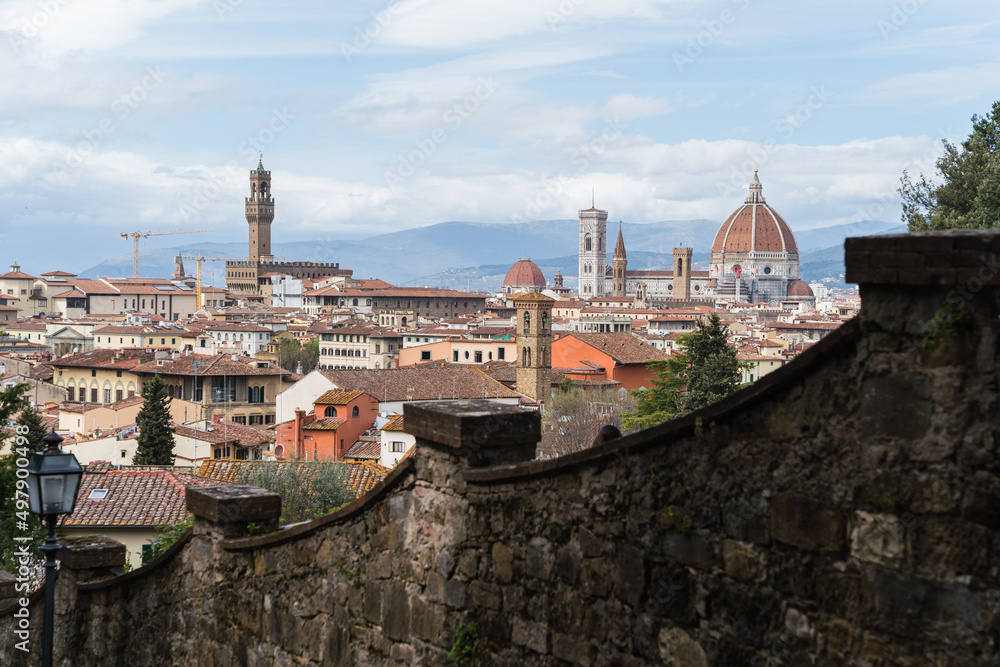 Fototapeta premium view of Florence Italy and old medieval wall 