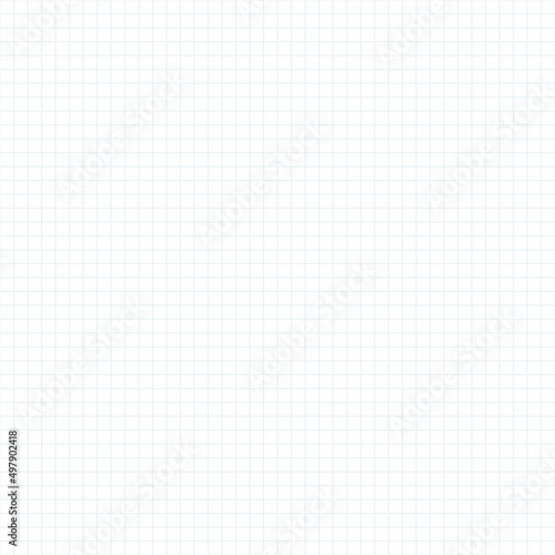 Vector illustration blue plotting graph paper grid isolated on white background. Grid square graph line texture. Seamless engineering paper pattern. Millimeter graph paper grid template. Dashed line.