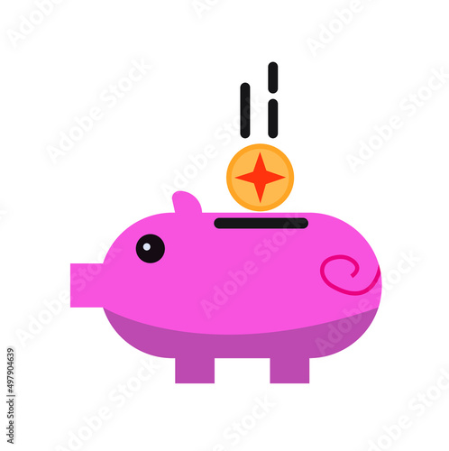 piggy bank with a coin