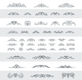Vintage set decor elements for wedding cards, decorating valentines, vector framing title of different printed products. Vintage patterns, frames and weaves on a white background. Round business icons