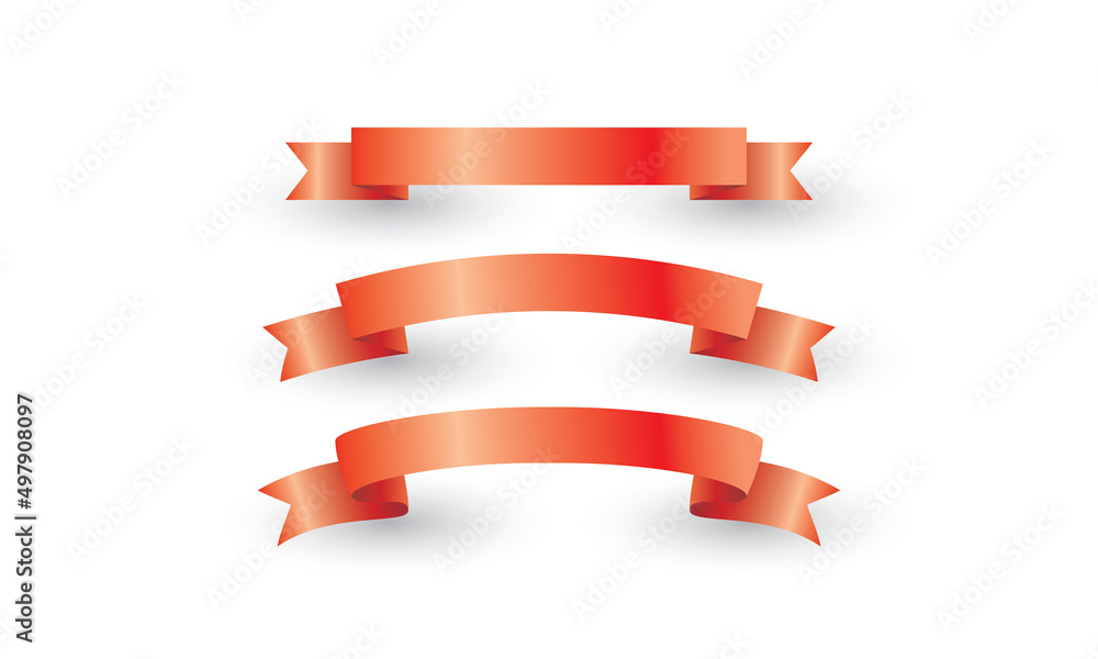 Red ribbon banner, Blank decor element template for text Red ribbon banner, Blank decor element template for text