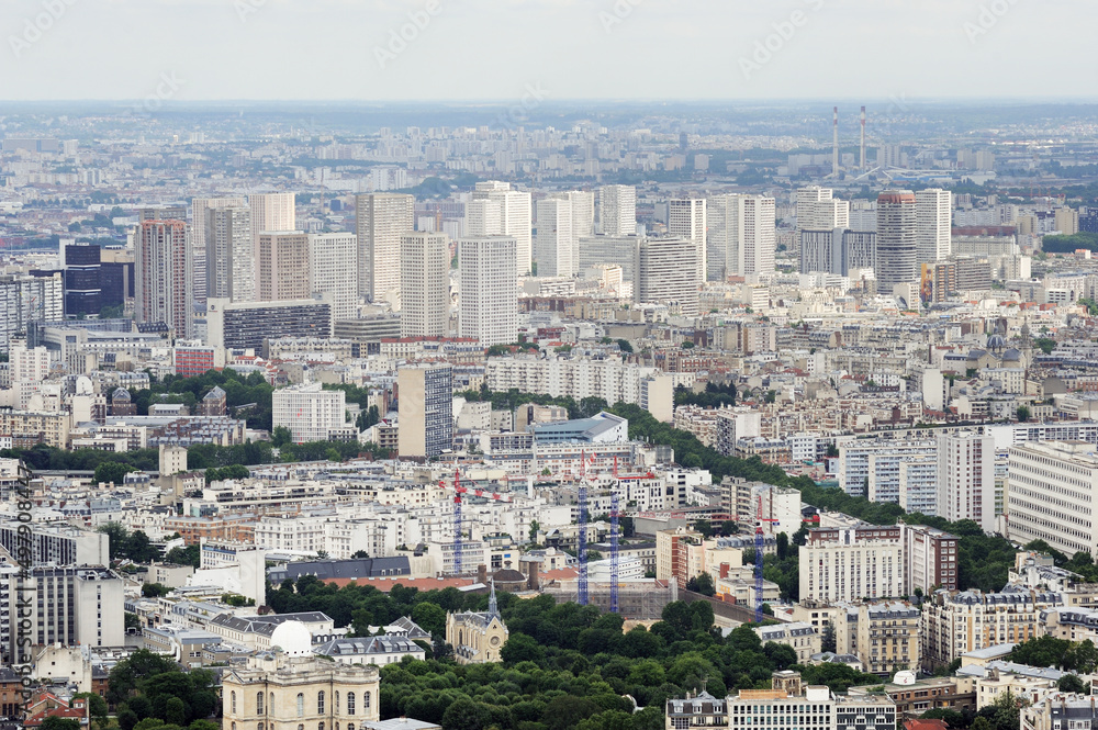 Aerial View of Paris, France.Beautiful aerial cityscape of Paris, France seen from Montparnasse skyscraper.