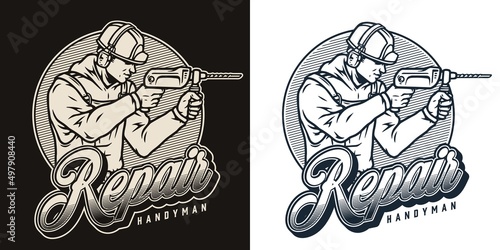 Handyman monochrome logotype with lettering
