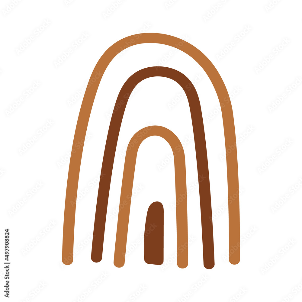 Hand drawn abstract rainbow. Cute boho rainbow in brown colors. Scandinavian shape. Hand drawn abstract rainbow. Cute boho rainbow in brown colors. Scandinavian shape.