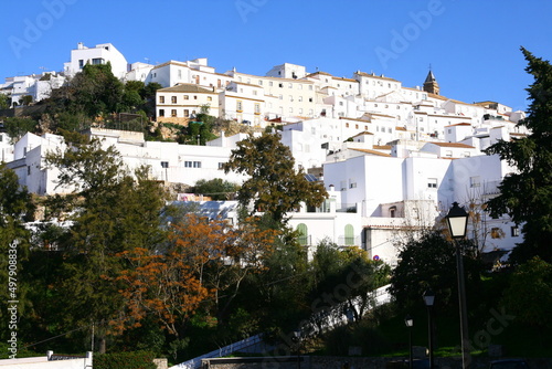 Le village blanc d'Alcala de Los Gazules, situé dans la province de Cadiz, en Andalousie en Espagne