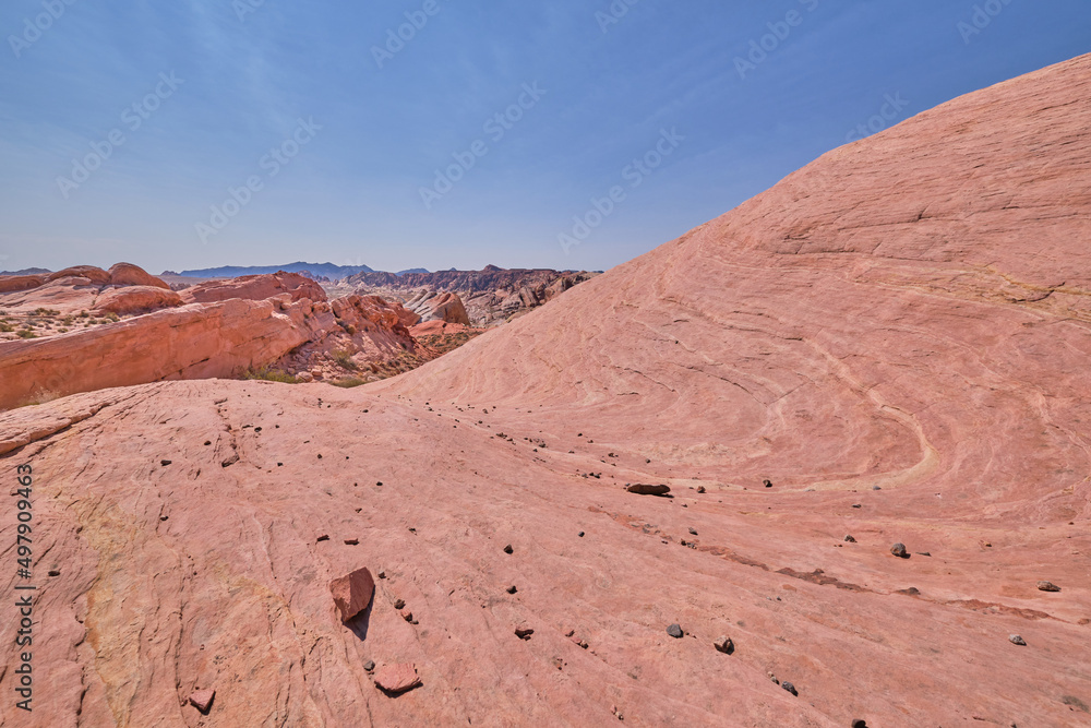 Fototapeta premium Sandstone Waves in Valley of Fire, Nevada. Selective on foreground