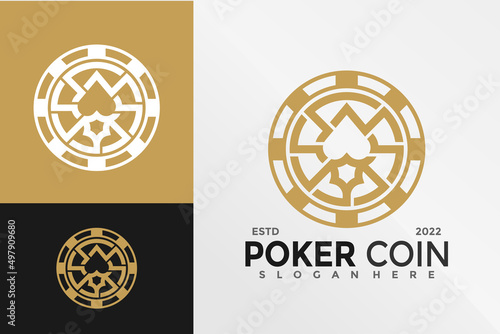 Casino Poker Coin Logo Design Vector illustration template
