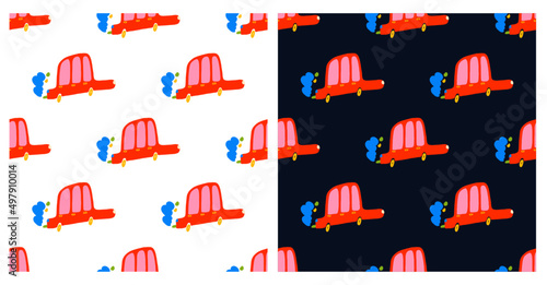 Seamless vector  cute car background