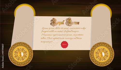 Ancient golden scroll vector