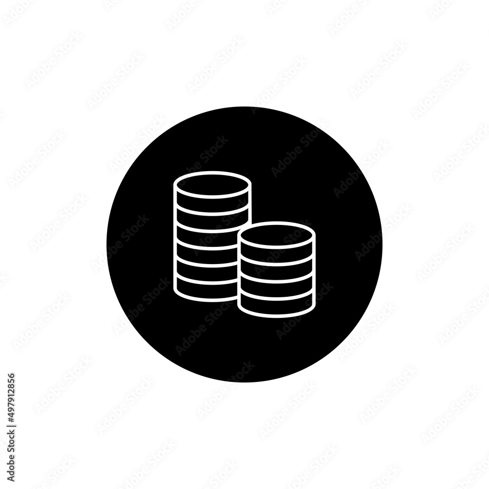 Coin stack icon in black round Coin stack icon in black round