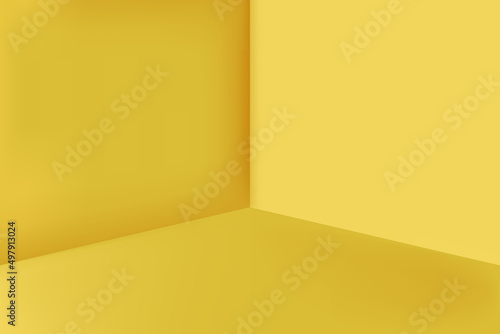 Empty room yellow vector. Yellow empty studio space background. Room studio for interior display products.