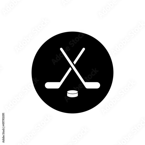 Hockey icon in black round