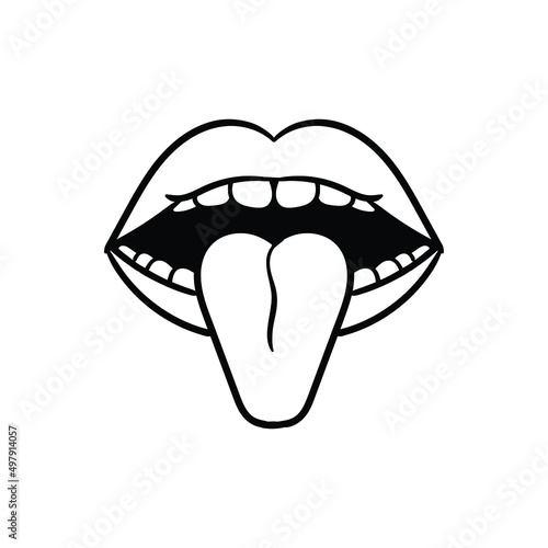 hand drawn lip tongue doodle illustration for tattoo stickers poster etc