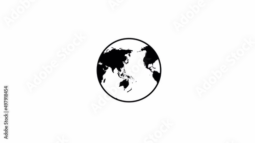 Background vector video (animation) of a rotating ball on which a map of the earth is plotted